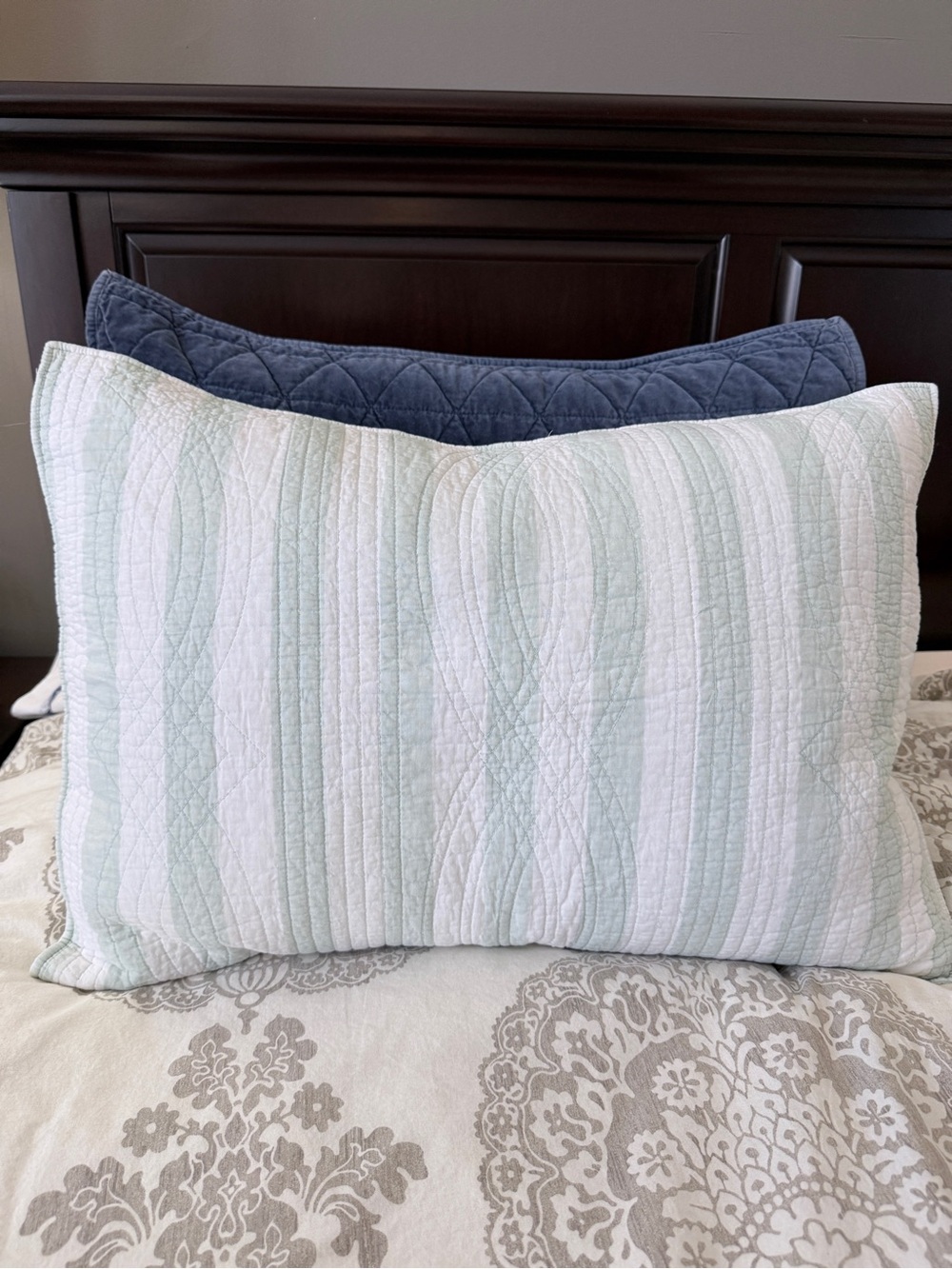 C&F Home Quilted Striped Standard Pillow Sham Pale Green